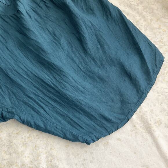 Meo Meli Womens OS Harem Drop Crotch 100% Linen Pants Blue Made in Italy - Picture 7 of 10